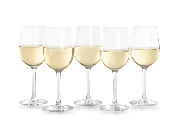 明るい背景に白ワインとグラス — ストック写真