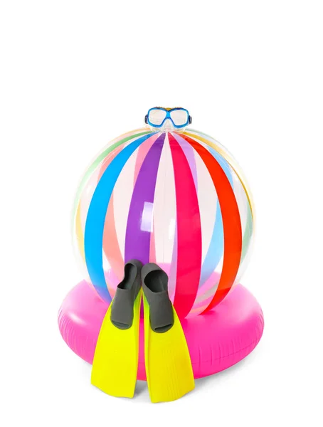 Inflatable Ring Beach Accessories White Background Summer Holidays — Stock Photo, Image