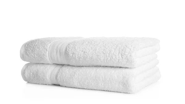 Stack Clean Soft Towels White Background — Stock Photo, Image