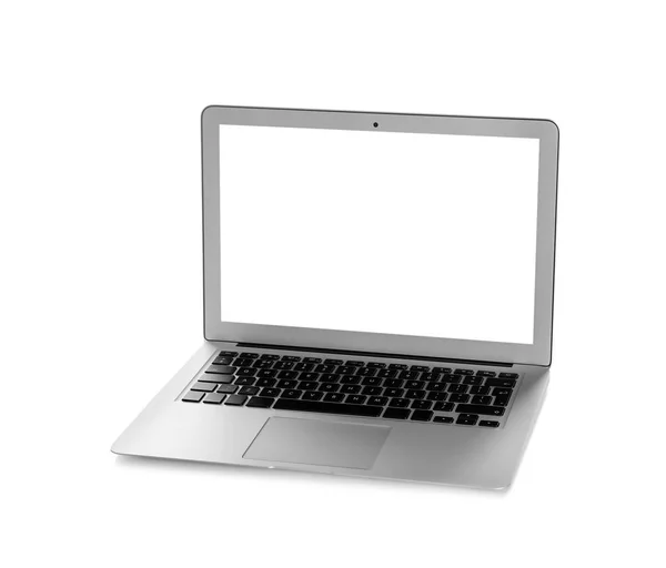 Modern Laptop Monitor Fehér Háttér Modell Akár Szöveg Szóközzel — Stock Fotó