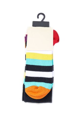 Renkli çorap beyaz arka plan, üstten görünüm