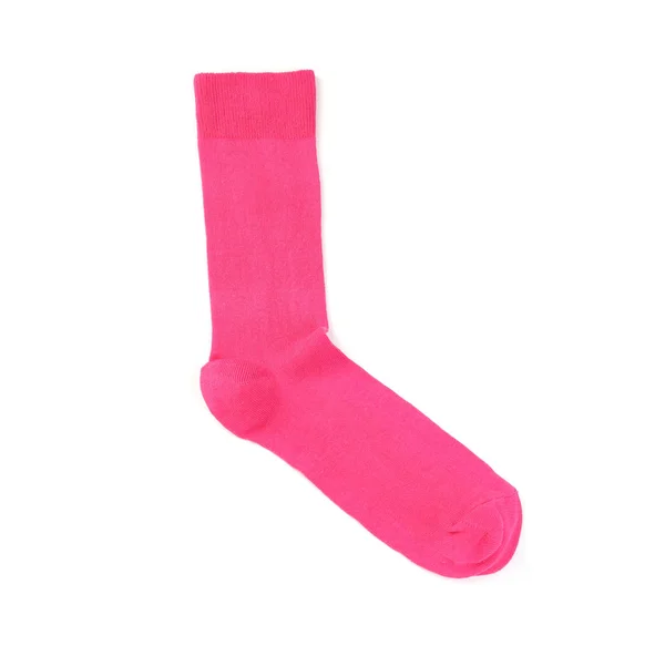 Růžový Ponožka Bílém Pozadí Pohled Shora — Stock fotografie