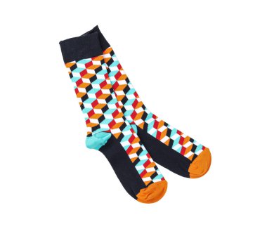 Renkli çorap beyaz arka plan, üstten görünüm