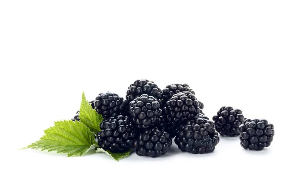 Fresh Ripe Juicy Blackberries White Background — Stock Photo, Image