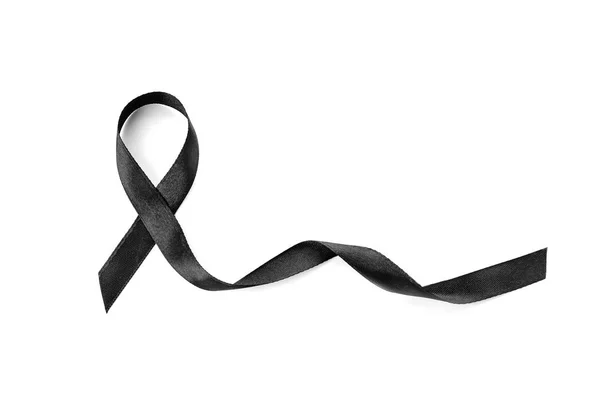 Black Ribbon White Background Funeral Accessory — Stock Photo, Image