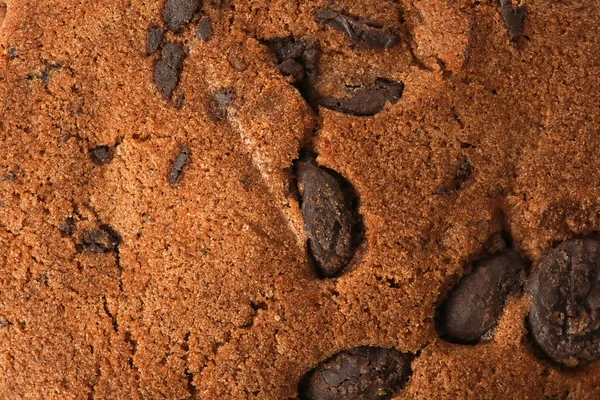 Välsmakande Cookie Med Choklad Chips Som Bakgrund Ovanifrån — Stockfoto