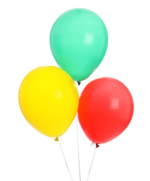 Bando Balões Coloridos Sobre Fundo Branco — Fotografia de Stock