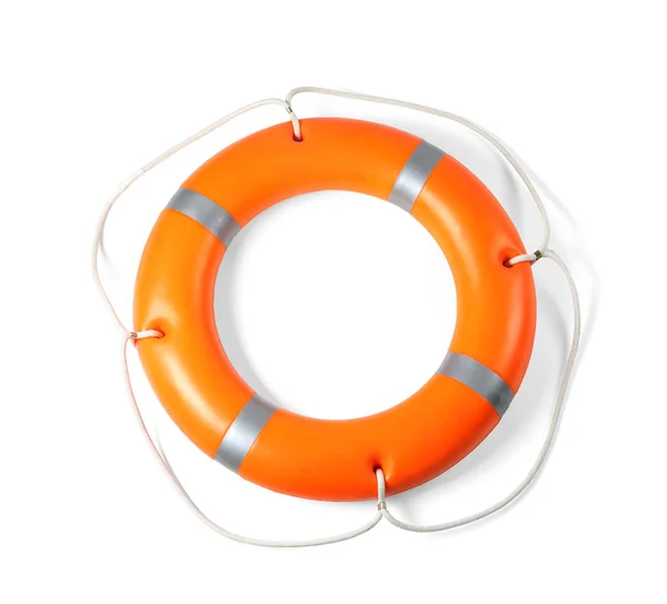 Оранжевый Спасательный Круг Белом Фоне Летние Каникулы — стоковое фото