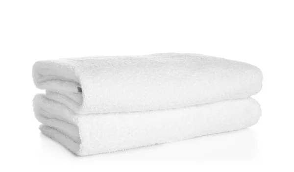 Stack Clean Soft Towels White Background — Stock Photo, Image