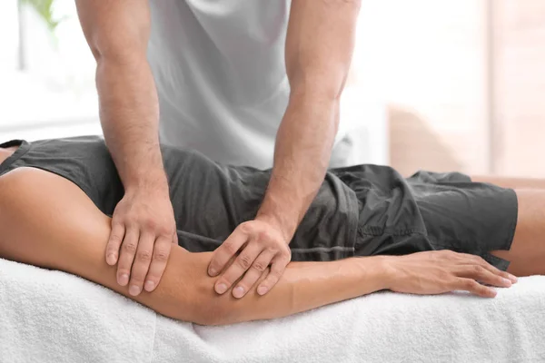 Young Man Receiving Massage Salon Closeup — Stock Photo, Image