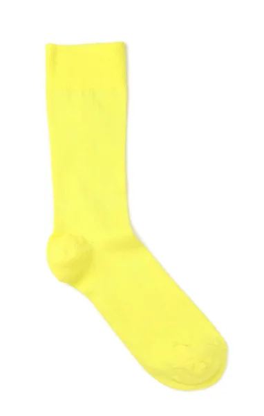 Κίτρινο Κάλτσα Άσπρο Φόντο Top View — Φωτογραφία Αρχείου
