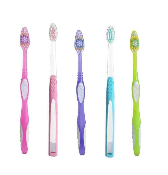 Different Colorful Toothbrushes White Background — Stock Photo, Image