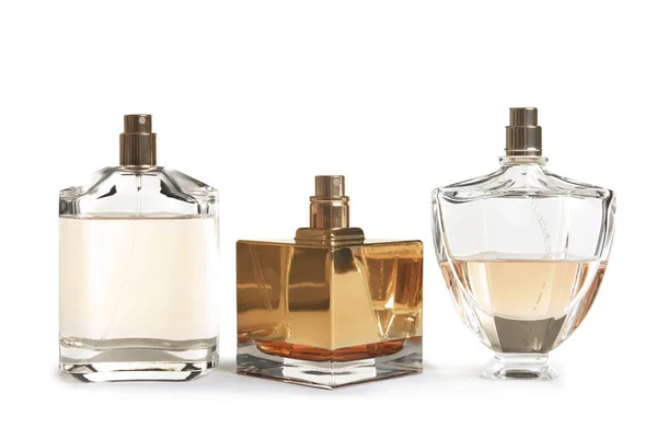 Diferentes Frascos Perfume Sobre Fondo Blanco —  Fotos de Stock