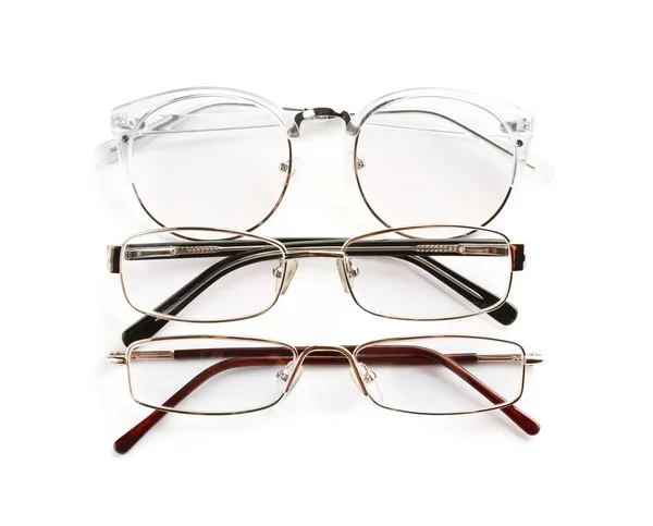 Different Glasses Corrective Lenses White Background Vision Problem Royalty Free Stock Images