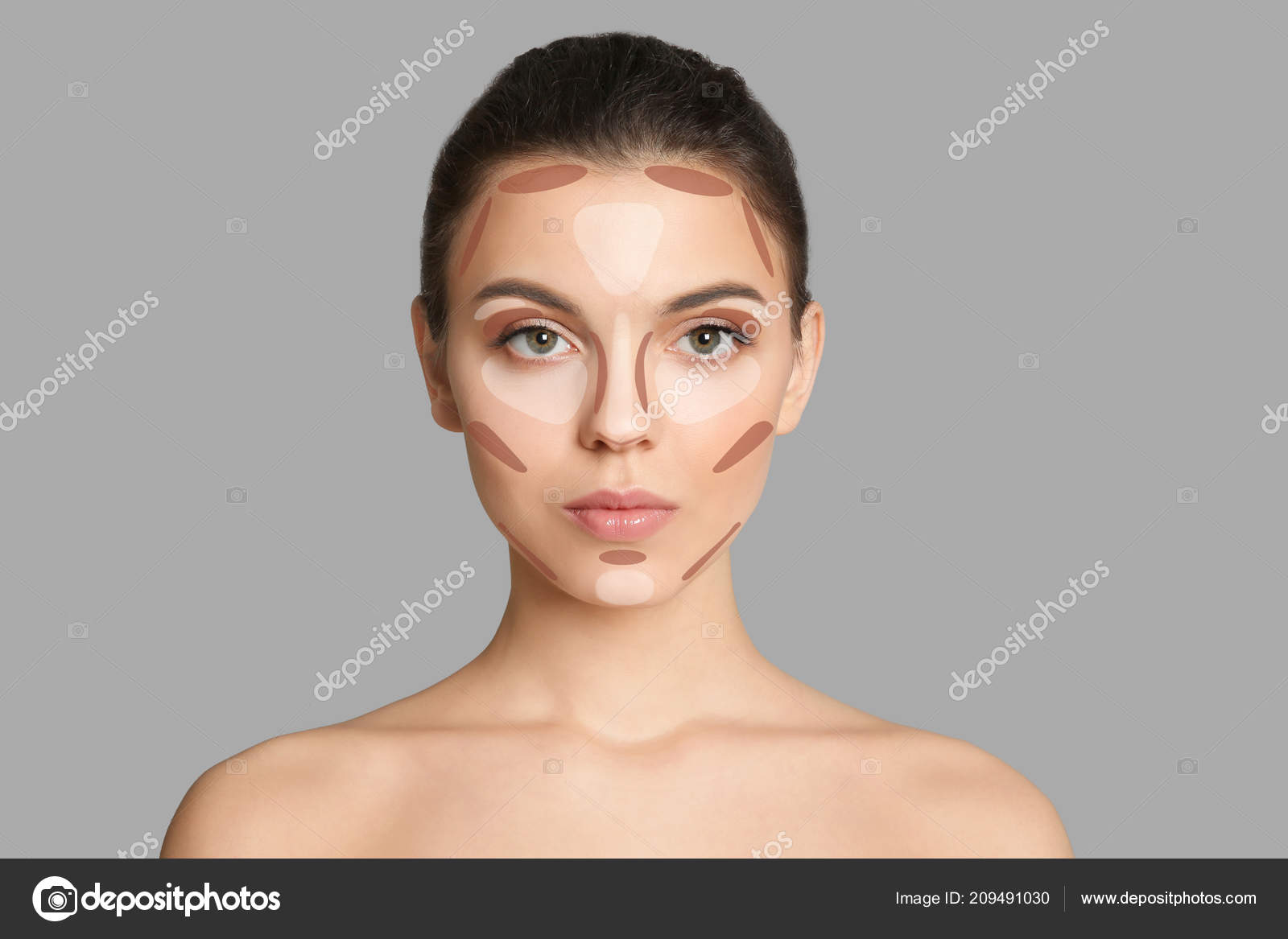 Woman Facial Makeup Contouring Map Grey Background Professional Tutorial  Stock Photo by ©NewAfrica 209491030