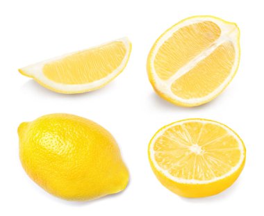 Beyaz arka plan üzerinde taze limon ile ayarla