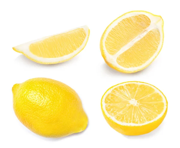 Set Fresh Lemons White Background — Stock Photo, Image