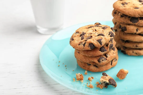 Ízletes Csokoládé Cookie Kat Könnyű Tábla Lemez — Stock Fotó