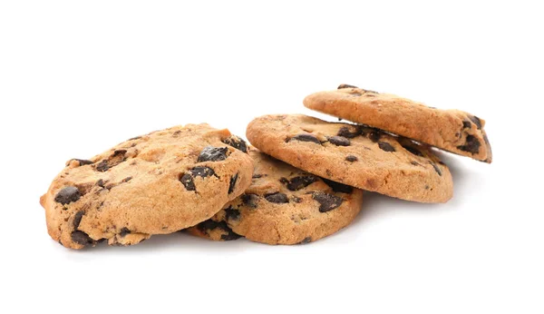 Sabrosas Galletas Chocolate Sobre Fondo Blanco — Foto de Stock