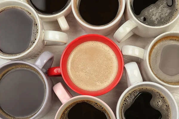 Flache Liegekomposition Mit Tassen Kaffee Lebensmittelfotografie — Stockfoto