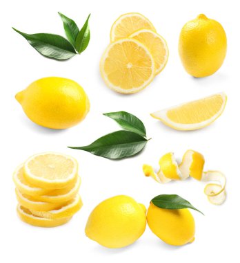 Beyaz arka plan üzerinde taze limon ile ayarla