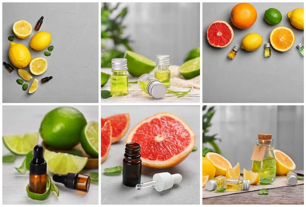 Set Different Essential Oils Table — Stock Photo, Image