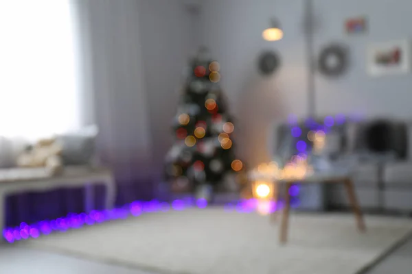 Interno Della Camera Con Albero Natale Sacchetto Regali Babbo Natale — Foto Stock