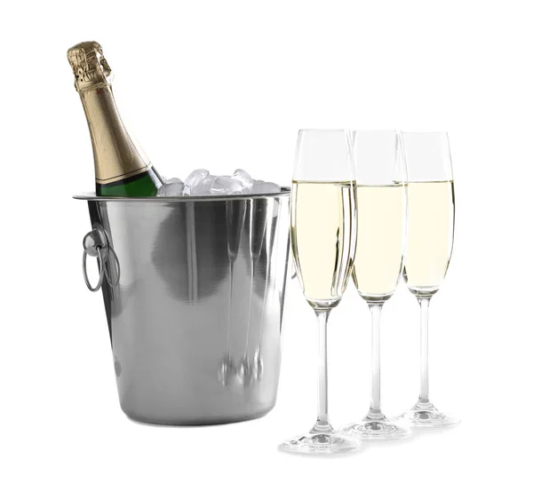 Glasses Champagne Champagne Bottle Bucket Stock Photo by ©Fotofabrika