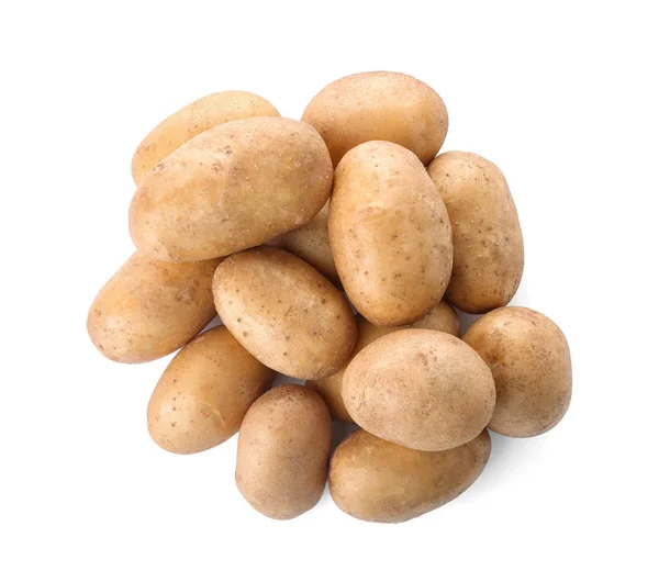 Φρέσκες Ώριμες Βιολογικά Πατάτες Άσπρο Φόντο Top View — Φωτογραφία Αρχείου