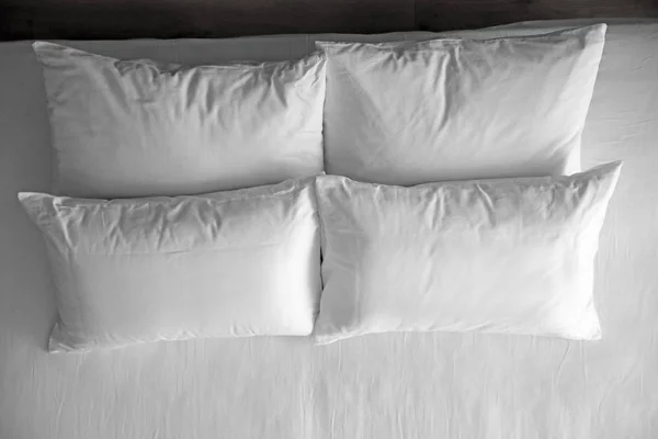 Soft Pillows Comfortable Bed Top View — Stock Photo, Image