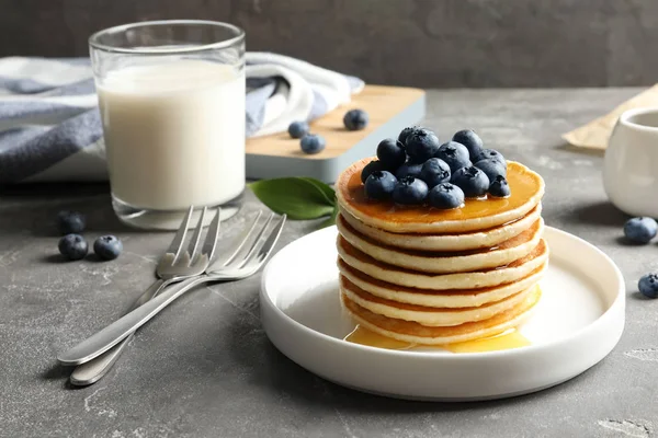 Plate Pancakes Berries Table — Stock Photo, Image