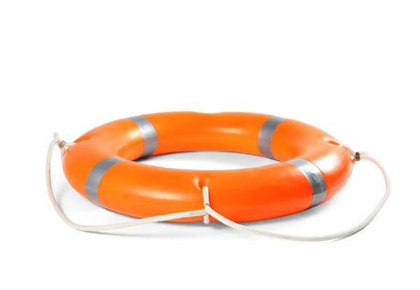 Оранжевый Спасательный Круг Белом Фоне Летние Каникулы — стоковое фото