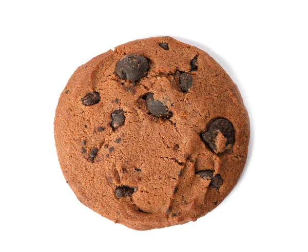 Chutné Cookies Čokoládovými Kousky Bílém Pozadí Pohled Shora — Stock fotografie