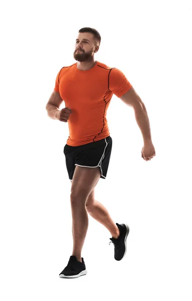 Young Man Sportswear Running White Background — Stock Photo, Image