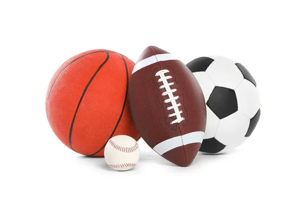 Verschillende Sport Ballen Witte Achtergrond — Stockfoto