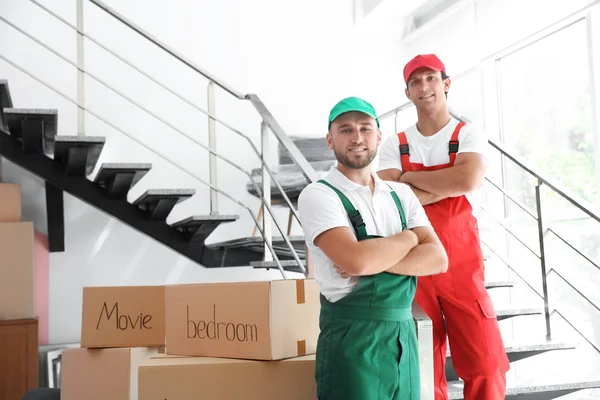 Portrait Male Movers Uniform Indoors — Stock Photo, Image