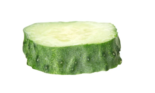 Rebanada Pepino Fresco Sobre Fondo Blanco — Foto de Stock