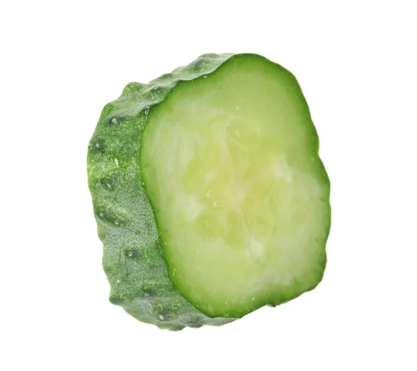 Slice Fresh Cucumber White Background — Stock Photo, Image