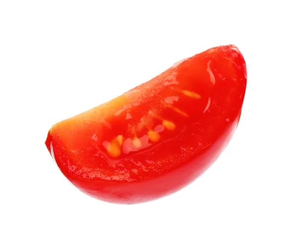 Scheibe Reife Tomate Auf Weißem Hintergrund — Stockfoto