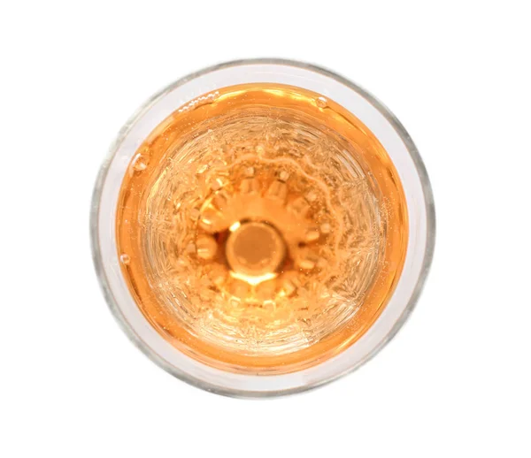 Склянка Рожевого Шампанського Білому Тлі Вид Зверху — стокове фото