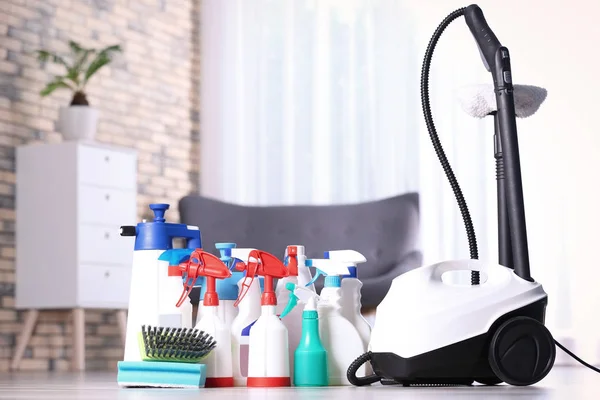 Vacuum Cleaner Detergents Floor Indoors — Stock Photo, Image