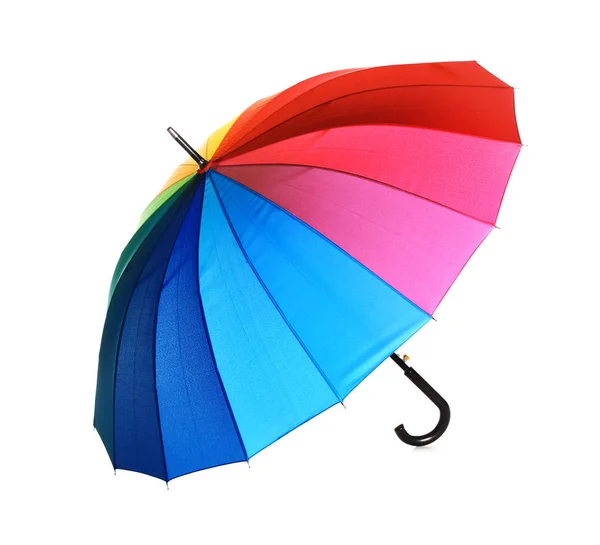 在白色背景上打开彩虹彩色雨伞 — 图库照片