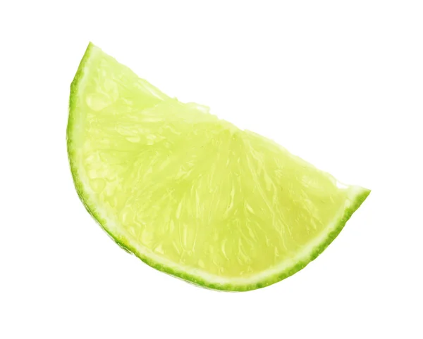 Snijd Van Verse Limoen Witte Achtergrond — Stockfoto