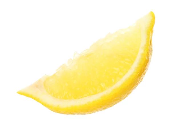 Färsk Citronskiva Vit Bakgrund — Stockfoto