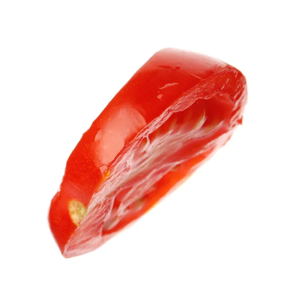 Kawałek Dojrzały Pomidor Białym Tle — Zdjęcie stockowe