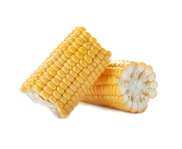 Välsmakande Sweet Corn Cob Vit Bakgrund — Stockfoto