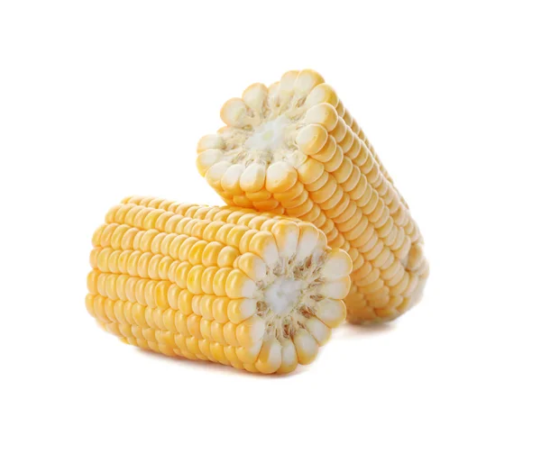 Välsmakande Sweet Corn Cob Vit Bakgrund — Stockfoto