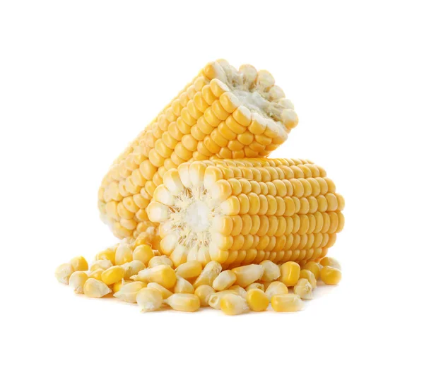 Välsmakande Sweet Corn Cob Vit Bakgrund — Stockfoto