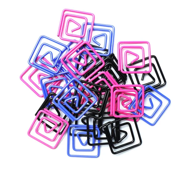 Heap Paper Clips White Background School Stationery — Stock Photo, Image