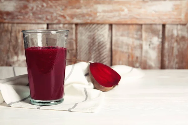 Glass Tasty Beet Smoothie Table Space Text — Stock Photo, Image